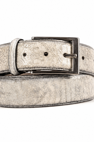 Ambrogio Chain Ash Patina Leather Hampton Men's Belt (AMBB1040)-AmbrogioShoes
