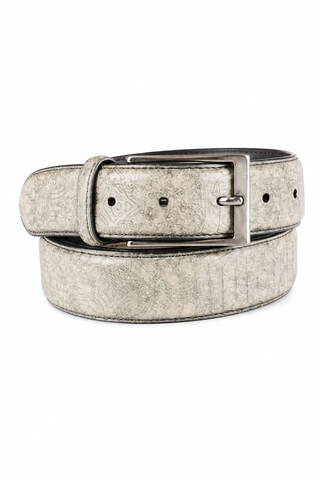 Ambrogio Chain Ash Patina Leather Hampton Men's Belt (AMBB1040)-AmbrogioShoes