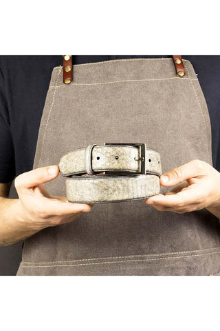 Ambrogio Chain Ash Patina Leather Hampton Men's Belt (AMBB1040)-AmbrogioShoes