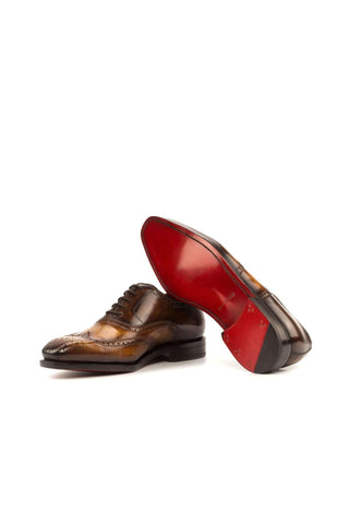 Ambrogio Cognac & Brown Patina Leather Full Brogue Oxfords(AMB1269)-AmbrogioShoes