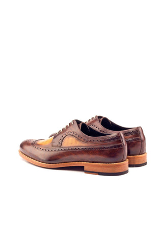 Ambrogio Cognac & Brown Patina Leather Longwing Blucher Oxfords (AMB1088)-AmbrogioShoes