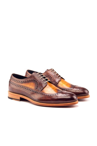 Ambrogio Cognac & Brown Patina Leather Longwing Blucher Oxfords (AMB1088)