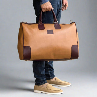 Ambrogio Cognac Calf-Skin Leather Weekender Bags (AMBH1035)-AmbrogioShoes