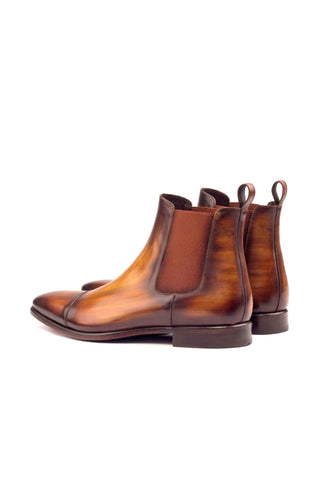 Ambrogio Cognac Crust Patina Leather Cap-Toe Chelsea Boots (AMB1031)-AmbrogioShoes