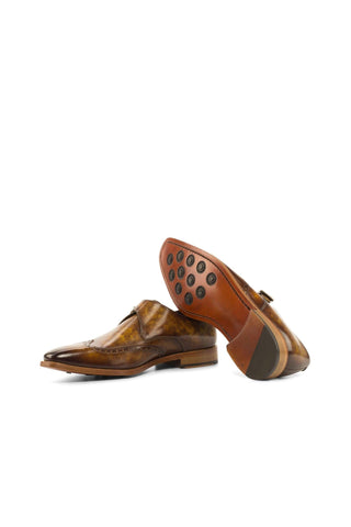 Ambrogio Cognac Patina Leather Monk-Straps Loafers (AMB1058)-AmbrogioShoes