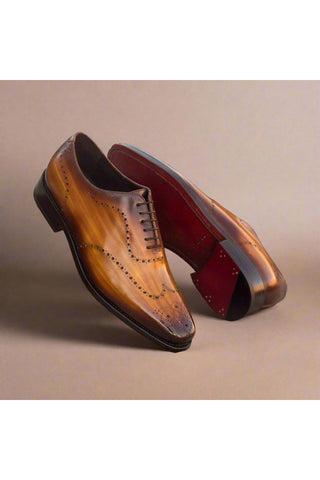 Ambrogio Cognac Patina Leather Oxfords (AMB1300)