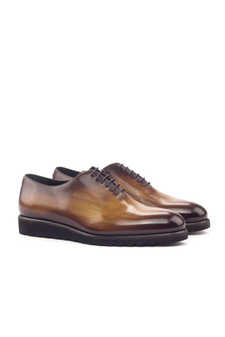 Ambrogio Cognac Patina Leather Plain Oxfords (AMB1091)-AmbrogioShoes