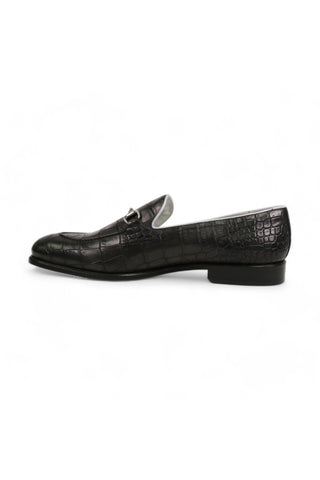 Ambrogio Crocodile Embossed Leather Belgian Horsebit Loafers (AMB2565)-AmbrogioShoes