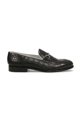 Ambrogio Crocodile Embossed Leather Belgian Horsebit Loafers (AMB2565)-AmbrogioShoes