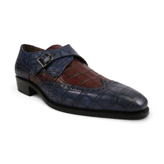 Ambrogio Crocodile Embossed Leather Single Monk Strap (AMB2566)-AmbrogioShoes