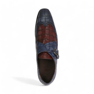Ambrogio Crocodile Embossed Leather Single Monk Strap (AMB2566)-AmbrogioShoes