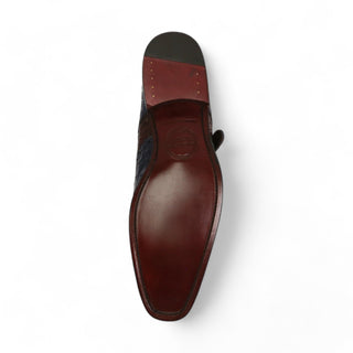 Ambrogio Crocodile Embossed Leather Single Monk Strap (AMB2566)-AmbrogioShoes