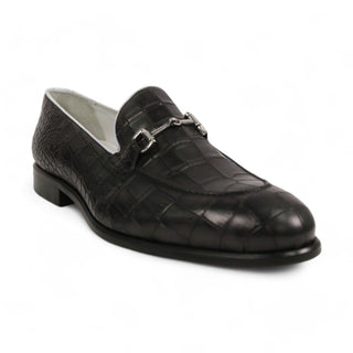 Ambrogio Crocodile Print Leather Belgian Horsebit Loafers (AMB2565)-AmbrogioShoes