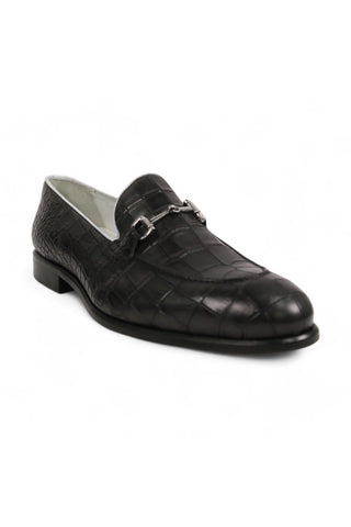 Ambrogio Crocodile Print Leather Belgian Horsebit Loafers (AMB2565)-AmbrogioShoes