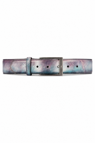 Ambrogio Cygnus Cezzane Blue & Purple Patina Leather Hampton Men's Belt (AMBB1049)-AmbrogioShoes