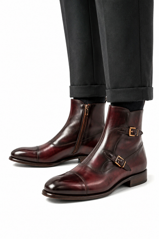 Ambrogio Firenze Patina Double Monk Boot-AmbrogioShoes