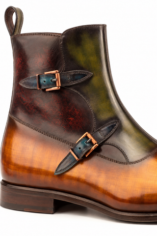 Ambrogio Firenze Patina Double Monk Boot-AmbrogioShoes