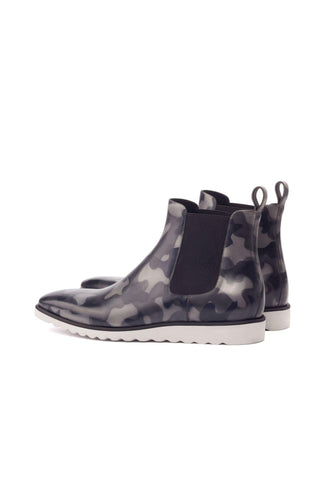 Ambrogio Gray Camo Patina Leather Chelsea Boots (AMB1037)-AmbrogioShoes