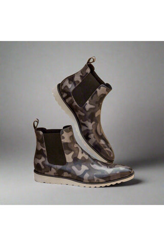 Ambrogio Gray Camo Patina Leather Chelsea Boots (AMB1037)