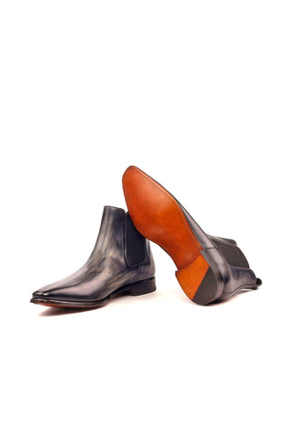 Ambrogio Gray Crust Patina Leather Chelsea Boots (AMB1026)-AmbrogioShoes