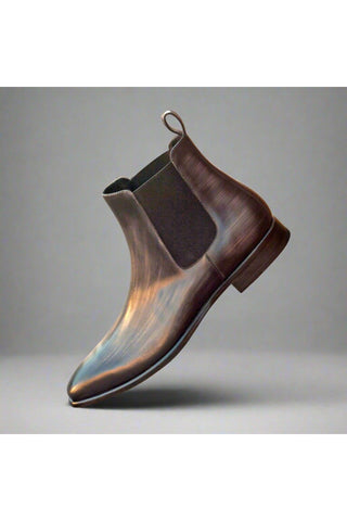 Ambrogio Gray Crust Patina Leather Chelsea Boots (AMB1026)-AmbrogioShoes