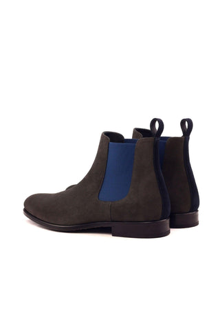 Ambrogio Gray & Navy Lux Suede Chelsea Boots (AMB1042)-AmbrogioShoes