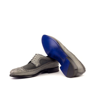 Ambrogio Gray Suede / Full Grain / Leather Wingtip Oxfords (AMB2095)