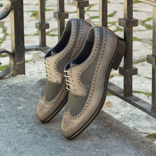 Ambrogio Gray Suede / Full Grain / Leather Wingtip Oxfords (AMB2095)