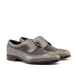 Ambrogio Gray Suede / Full Grain / Leather Wingtip Oxfords (AMB2095)