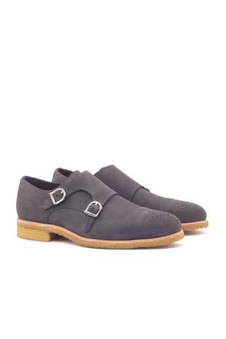 Ambrogio Gray Suede Monk-Straps Loafers (AMB1383)