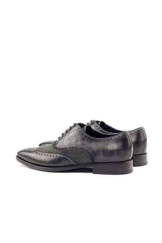 Ambrogio Gray Suede / Patina Leather Full Brogue Wing-Tip Oxfords (AMB1328)