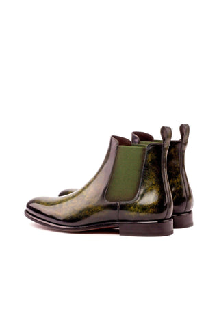 Ambrogio Green Khaki Crust Patina Leather Chelsea Boots (AMB1024)-AmbrogioShoes