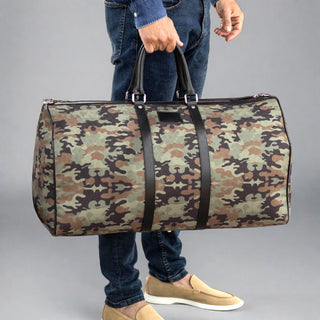 Ambrogio Green Khaki Green Fabric Duffle Bags (AMBH1031)-AmbrogioShoes