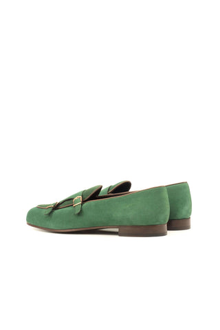 Ambrogio Green Suede Monk Slipper Loafers (AMB1280)-AmbrogioShoes