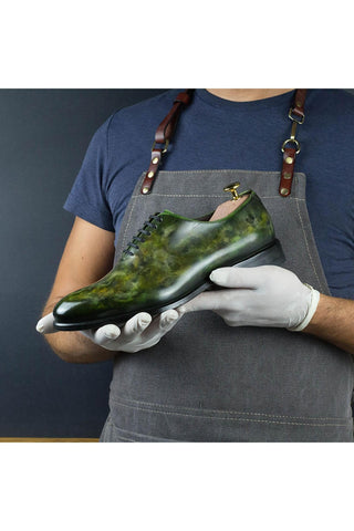 Ambrogio Green Sylvan Cezanne Patina Leather Wholecut Oxfords (AMB1647)