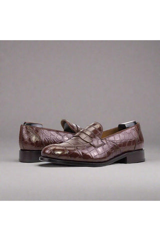 Ambrogio Handmade Alligator Skin Penny Loafer (AMB2596)-AmbrogioShoes