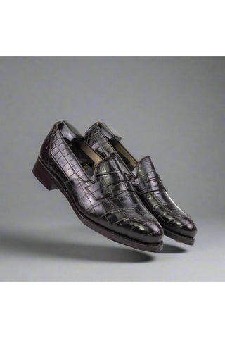 Ambrogio Handmade Alligator Skin Penny Loafer (AMB2598)-AmbrogioShoes