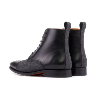 Ambrogio Handmade Black & Gray Fabric / Calf-Skin Leather Jumper Boots (AMB2502)-AmbrogioShoes