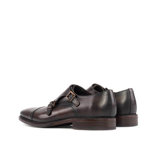 Ambrogio Handmade Brown Calf-Skin Leather Double Monk-Straps Loafers (AMB2461)-AmbrogioShoes