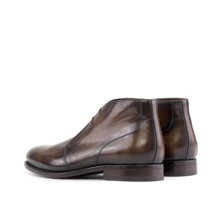 Ambrogio Handmade Brown Patina Leather Chukka Boots (AMB2454)-AmbrogioShoes