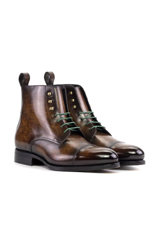 Ambrogio Handmade Brown Patina Leather Jumper Boots (AMB2507)-AmbrogioShoes