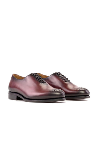Ambrogio Handmade Burgundy Calf-SKin Leather Wholecut Oxfords (AMB2531)-AmbrogioShoes