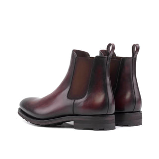 Ambrogio Handmade Burgundy Calf-Skin Leather Chelsea Boots (AMB2439)-AmbrogioShoes