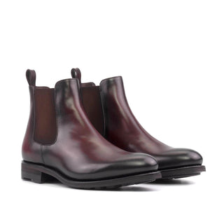 Ambrogio Handmade Burgundy Calf-Skin Leather Chelsea Boots (AMB2439)-AmbrogioShoes