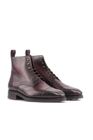 Ambrogio Handmade Burgundy Calf-Skin Leather Jumper Boots (AMB2462)-AmbrogioShoes
