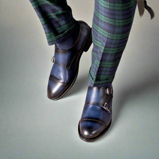 Ambrogio Handmade Calf-Skin Leather Double Monk-Strap Loafer (AMB2573)-AmbrogioShoes