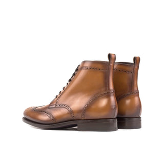 Ambrogio Handmade Calf-Skin Leather Military Brogue Boot (AMB2589)-AmbrogioShoes