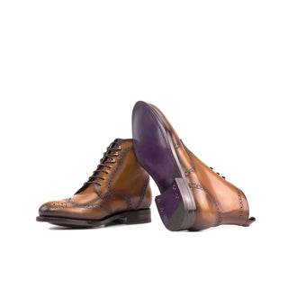 Ambrogio Handmade Calf-Skin Leather Military Brogue Boot (AMB2589)-AmbrogioShoes