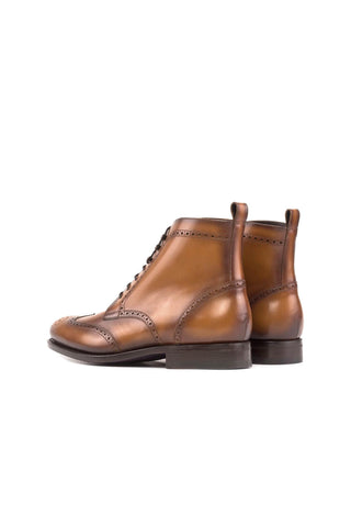Ambrogio Handmade Calf-Skin Leather Military Brogue Boot (AMB2589)-AmbrogioShoes