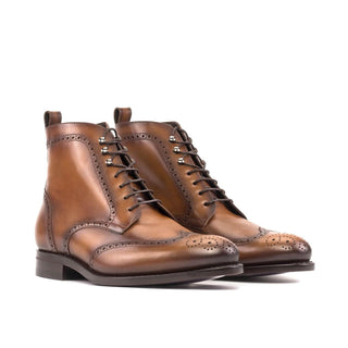 Ambrogio Handmade Calf-Skin Leather Military Brogue Boot (AMB2589)-AmbrogioShoes